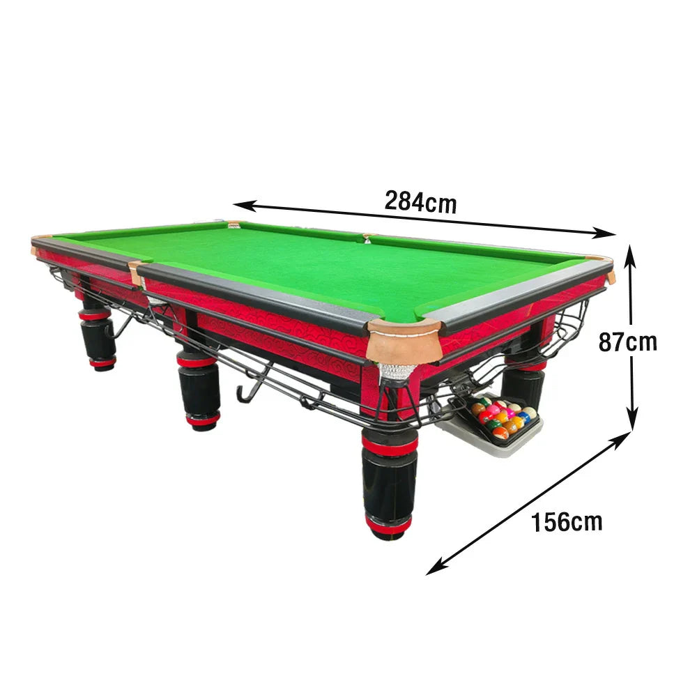 QUESLA 9FT Bluestone Slate - Surface, Oak Pockets, Accessories Precision Durable Frame, Copper Solid Free Package - Billiard Table Play, Red