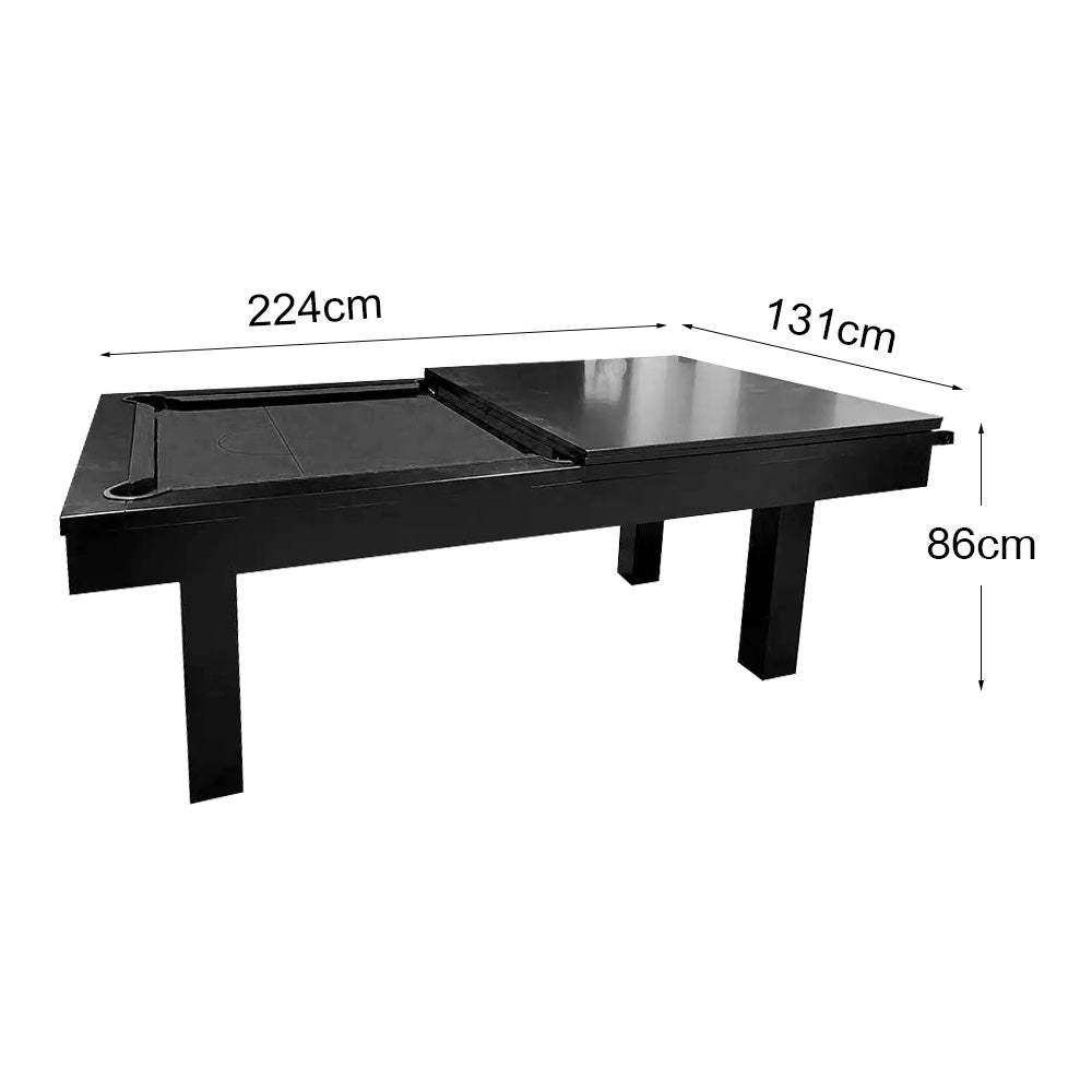 QUESLA 7FT - Billiard /Dining Pool Luxurious Slate Table / Accessories Black Free Frame