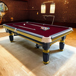QUESLA 4.5cm Brass Thickness Pool Luxury Billiard Handrail Steel Snooker Elegant Table Slate 8FT with Detailing