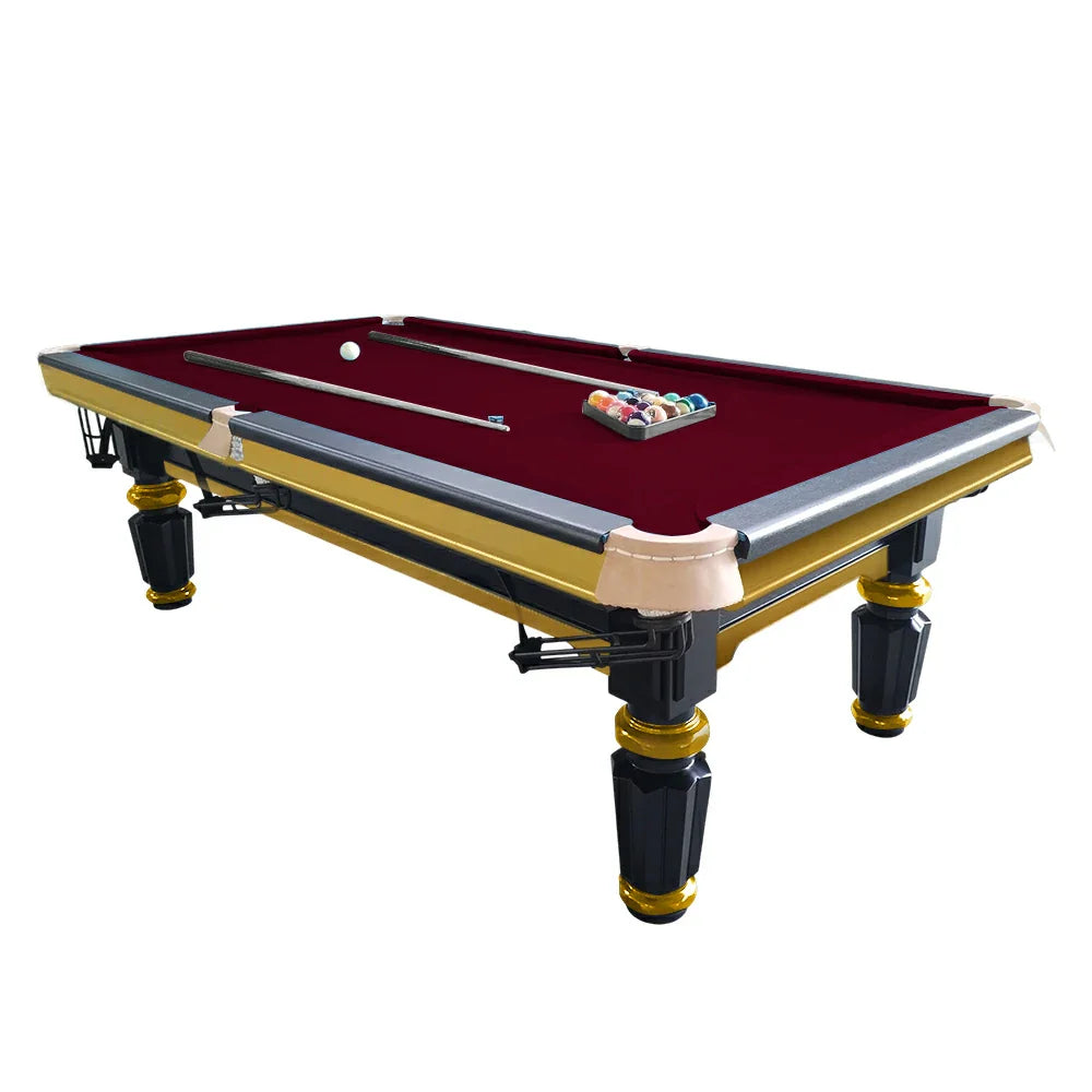 QUESLA 4.5cm Brass Thickness Pool Luxury Billiard Handrail Steel Snooker Elegant Table Slate 8FT with Detailing