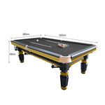 QUESLA 4.5cm Brass Thickness Pool Luxury Billiard Handrail Steel Snooker Elegant Table Slate 8FT with Detailing