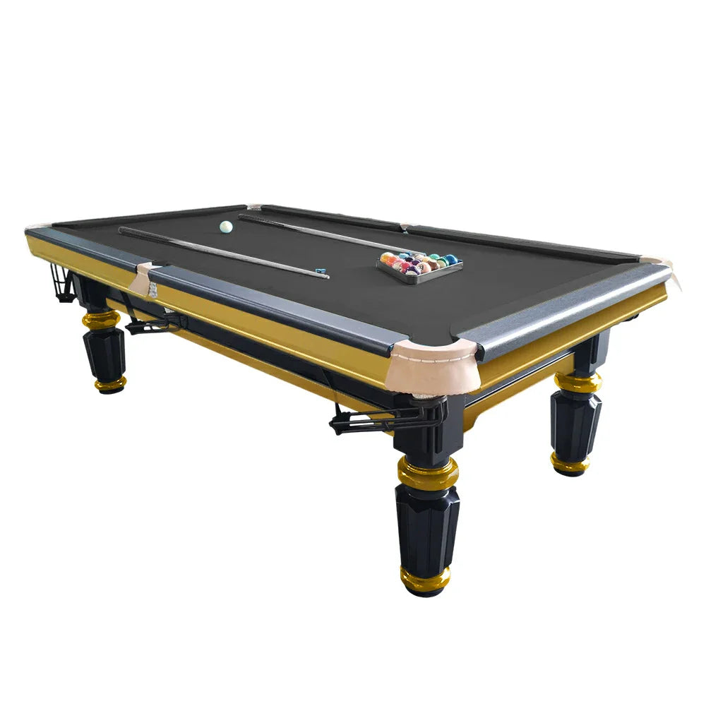 QUESLA 4.5cm Brass Thickness Pool Luxury Billiard Handrail Steel Snooker Elegant Table Slate 8FT with Detailing