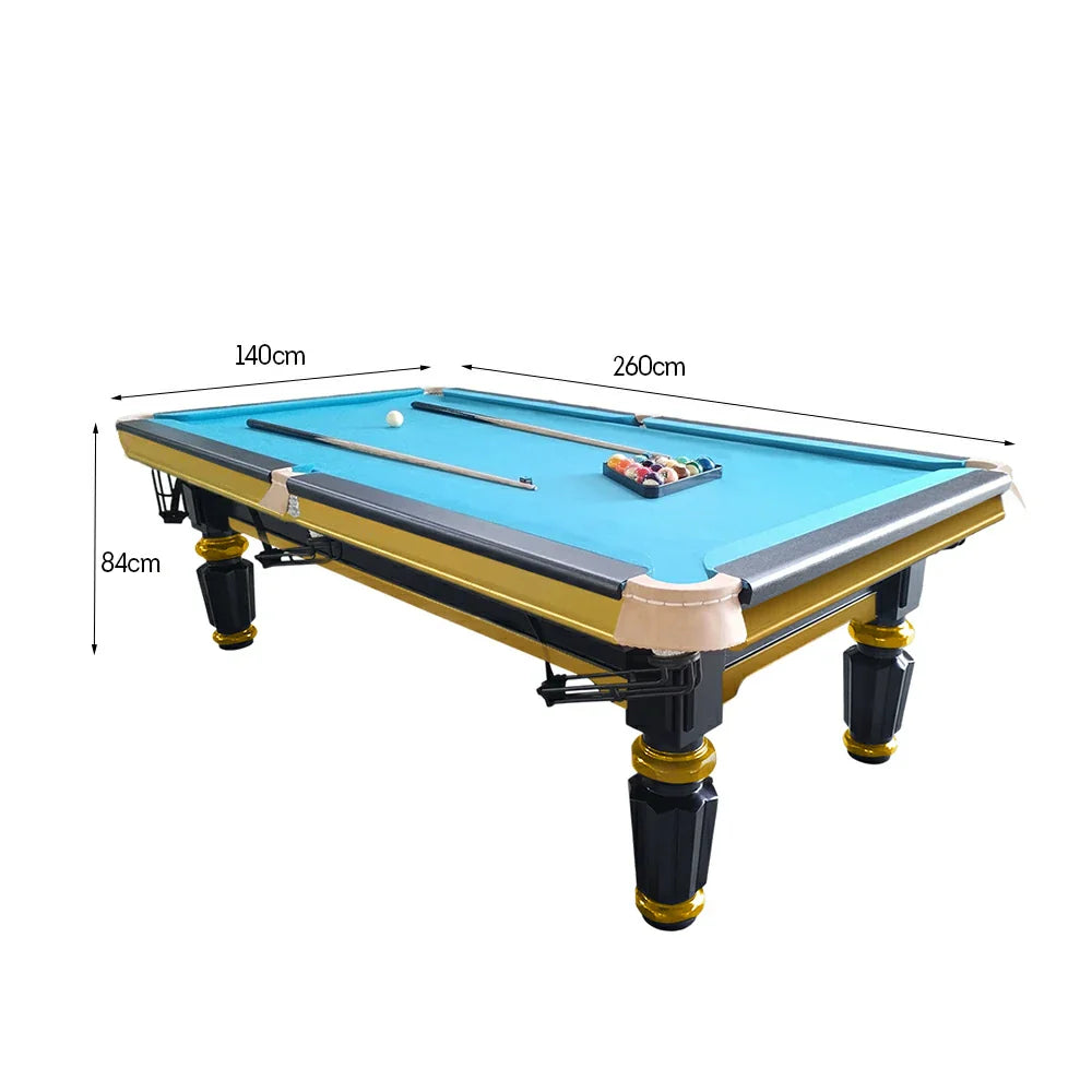 QUESLA 4.5cm Brass Thickness Pool Luxury Billiard Handrail Steel Snooker Elegant Table Slate 8FT with Detailing
