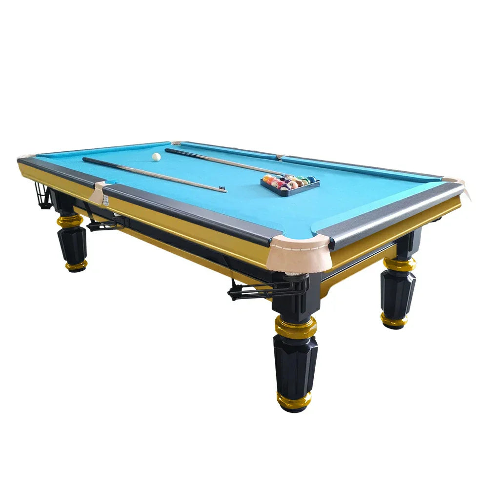 QUESLA 4cm Elegant Table Handrail Billiard Snooker with Slate Thickness Pool 7FT Luxury Wooden Brass Detailing