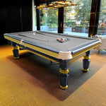 QUESLA 4cm Elegant Table Handrail Billiard Snooker with Slate Thickness Pool 7FT Luxury Wooden Brass Detailing
