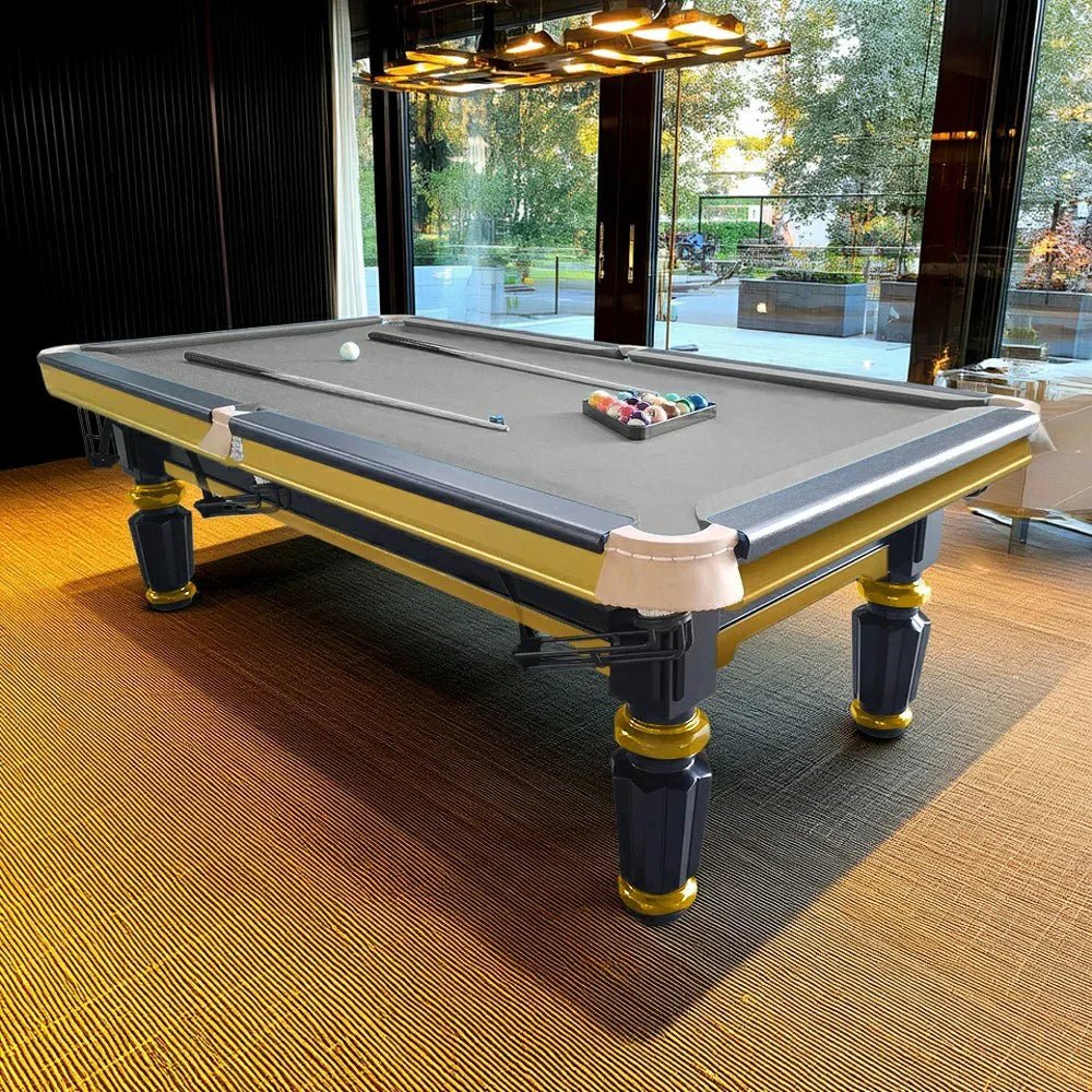 QUESLA 4.5cm Brass Thickness Pool Luxury Billiard Handrail Steel Snooker Elegant Table Slate 8FT with Detailing