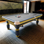 QUESLA 4.5cm Brass Thickness Pool Luxury Billiard Handrail Steel Snooker Elegant Table Slate 8FT with Detailing