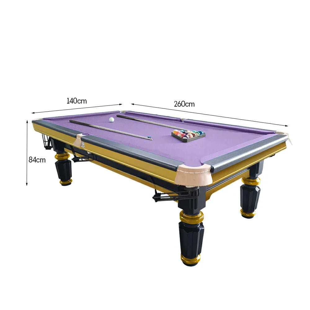 QUESLA 4.5cm Brass Thickness Pool Luxury Billiard Handrail Steel Snooker Elegant Table Slate 8FT with Detailing