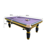 QUESLA 4.5cm Brass Thickness Pool Luxury Billiard Handrail Steel Snooker Elegant Table Slate 8FT with Detailing