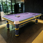 QUESLA 4cm Elegant Table Handrail Billiard Snooker with Slate Thickness Pool 7FT Luxury Wooden Brass Detailing