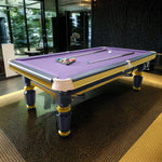 QUESLA 4.5cm Brass Thickness Pool Luxury Billiard Handrail Steel Snooker Elegant Table Slate 8FT with Detailing