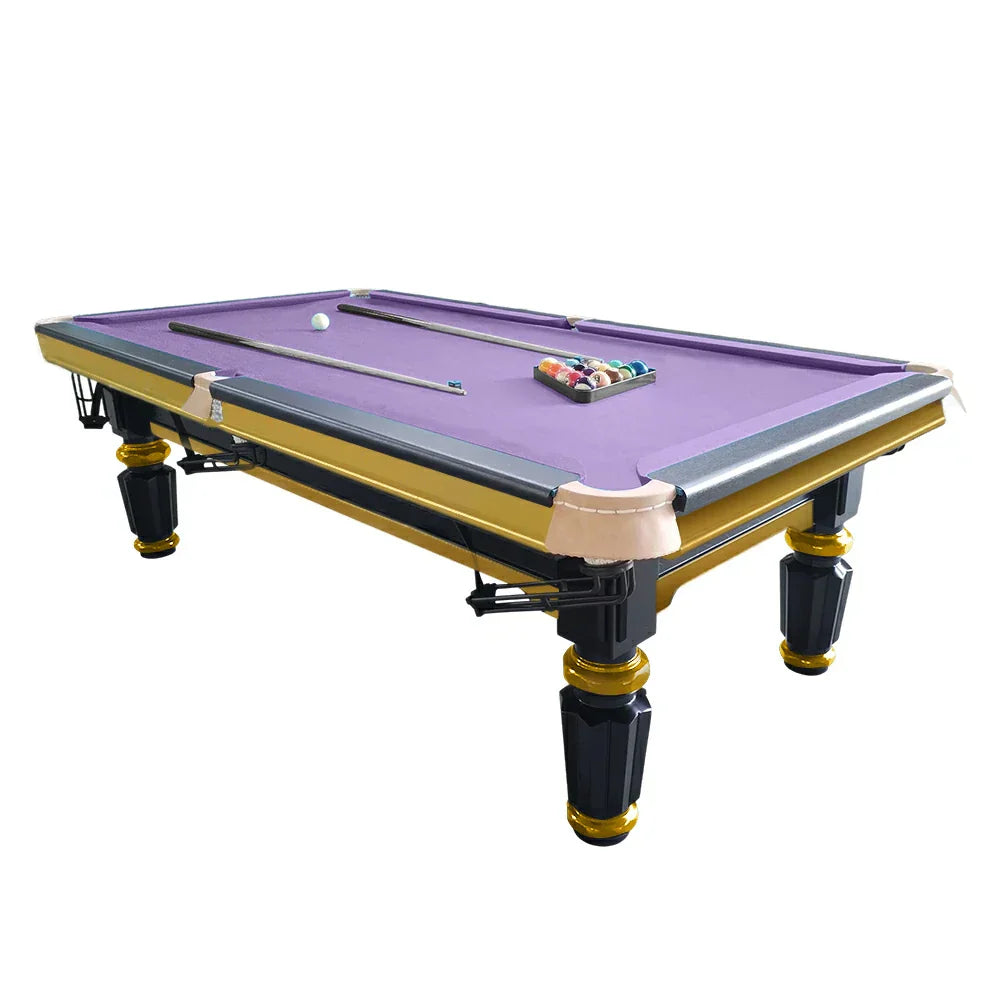 QUESLA 4cm Elegant Table Handrail Billiard Snooker with Slate Thickness Pool 7FT Luxury Wooden Brass Detailing