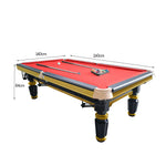 QUESLA 4.5cm Brass Thickness Pool Luxury Billiard Handrail Steel Snooker Elegant Table Slate 8FT with Detailing