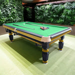 QUESLA 4.5cm Brass Thickness Pool Luxury Billiard Handrail Steel Snooker Elegant Table Slate 8FT with Detailing