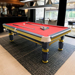 QUESLA 4.5cm Brass Thickness Pool Luxury Billiard Handrail Steel Snooker Elegant Table Slate 8FT with Detailing