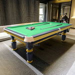 QUESLA 4.5cm Brass Thickness Pool Luxury Billiard Handrail Steel Snooker Elegant Table Slate 8FT with Detailing