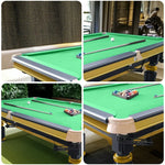 QUESLA 4.5cm Brass Thickness Pool Luxury Billiard Handrail Steel Snooker Elegant Table Slate 8FT with Detailing