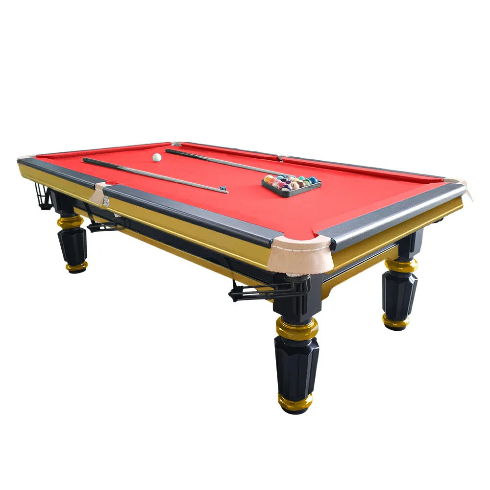 QUESLA 4.5cm Brass Thickness Pool Luxury Billiard Handrail Steel Snooker Elegant Table Slate 8FT with Detailing