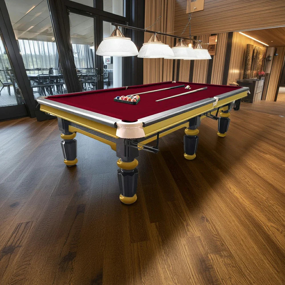 QUESLA 4.5cm with Pool Steel Elegant 9FT Thickness Slate Billiard Snooker Luxury Brass Handrail Table Detailing