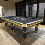 QUESLA 4.5cm with Pool Steel Elegant 9FT Thickness Slate Billiard Snooker Luxury Brass Handrail Table Detailing