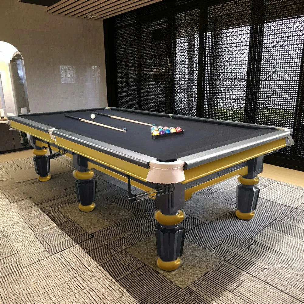 QUESLA 4.5cm with Pool Steel Elegant 9FT Thickness Slate Billiard Snooker Luxury Brass Handrail Table Detailing