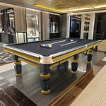 QUESLA 4.5cm with Pool Steel Elegant 9FT Thickness Slate Billiard Snooker Luxury Brass Handrail Table Detailing