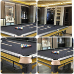 QUESLA 4.5cm with Pool Steel Elegant 9FT Thickness Slate Billiard Snooker Luxury Brass Handrail Table Detailing