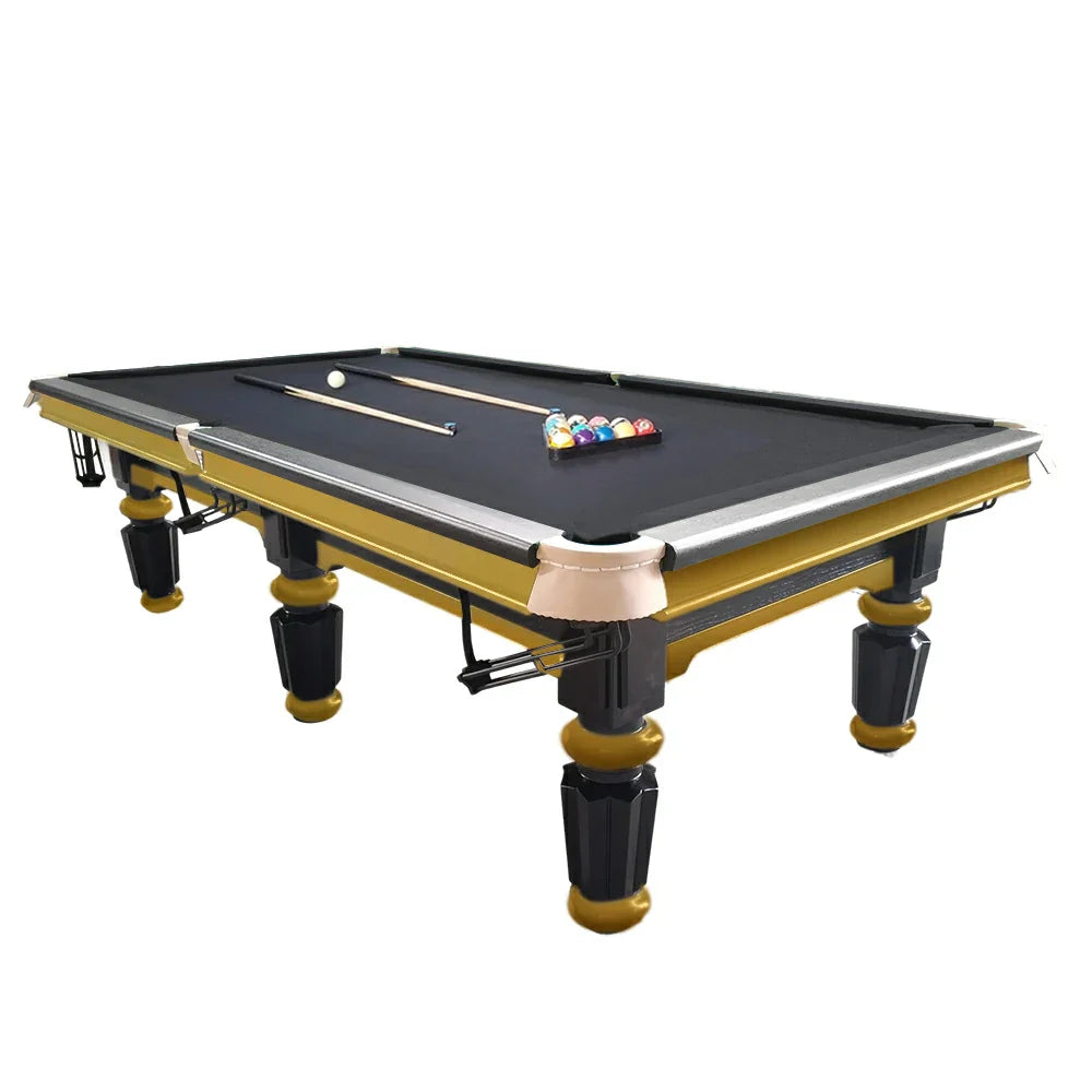 QUESLA 4.5cm with Pool Steel Elegant 9FT Thickness Slate Billiard Snooker Luxury Brass Handrail Table Detailing