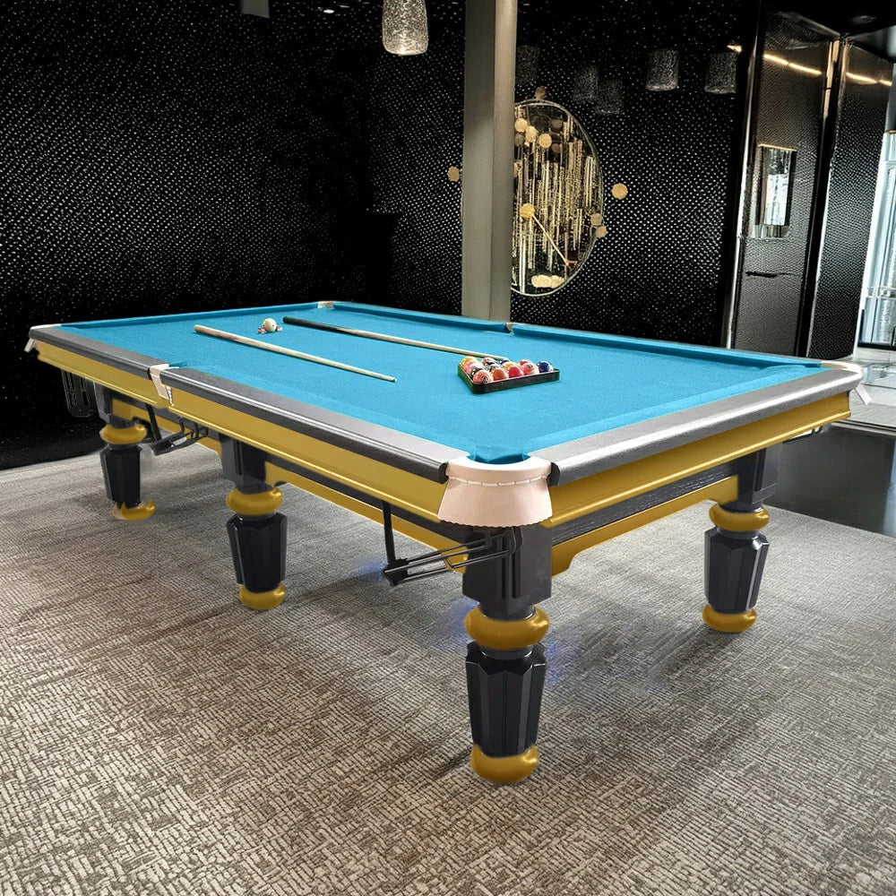 QUESLA 4.5cm with Pool Steel Elegant 9FT Thickness Slate Billiard Snooker Luxury Brass Handrail Table Detailing