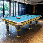 QUESLA 4.5cm with Pool Steel Elegant 9FT Thickness Slate Billiard Snooker Luxury Brass Handrail Table Detailing