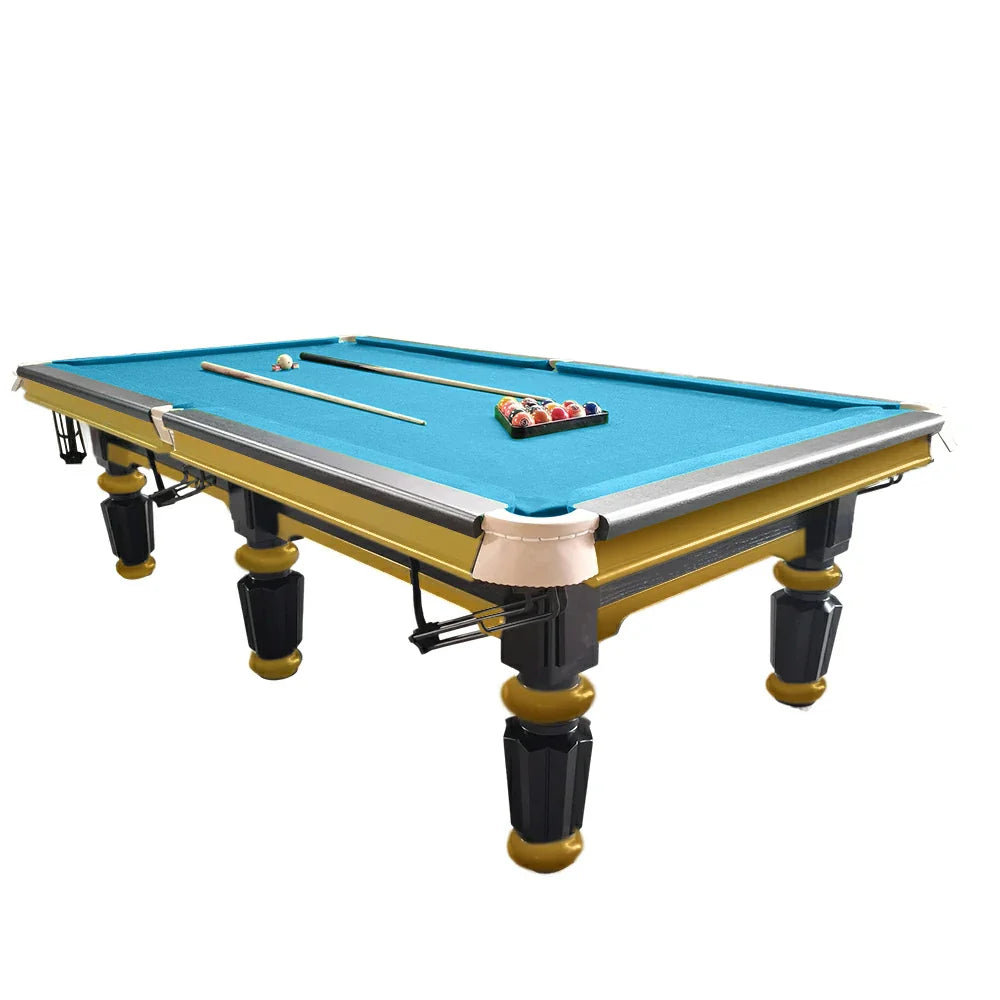 QUESLA 4.5cm with Pool Steel Elegant 9FT Thickness Slate Billiard Snooker Luxury Brass Handrail Table Detailing