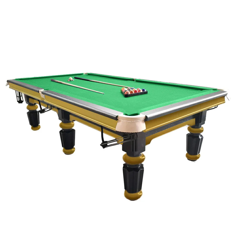 QUESLA 4.5cm with Pool Steel Elegant 9FT Thickness Slate Billiard Snooker Luxury Brass Handrail Table Detailing