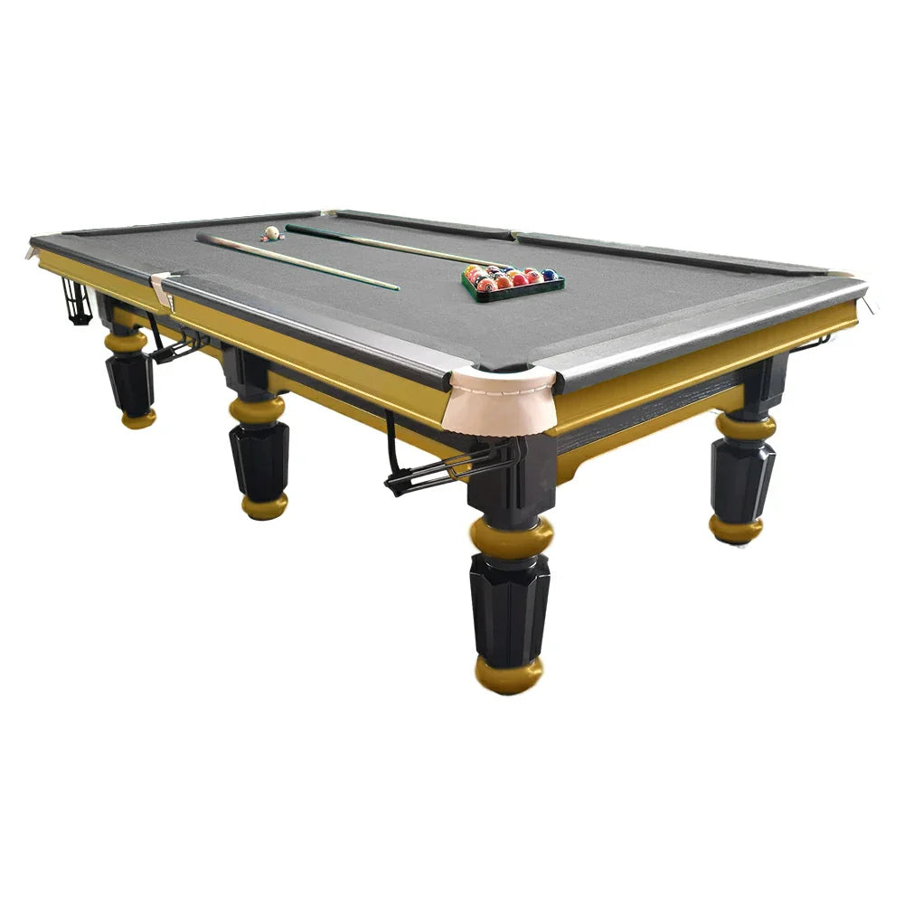 QUESLA 4.5cm with Pool Steel Elegant 9FT Thickness Slate Billiard Snooker Luxury Brass Handrail Table Detailing