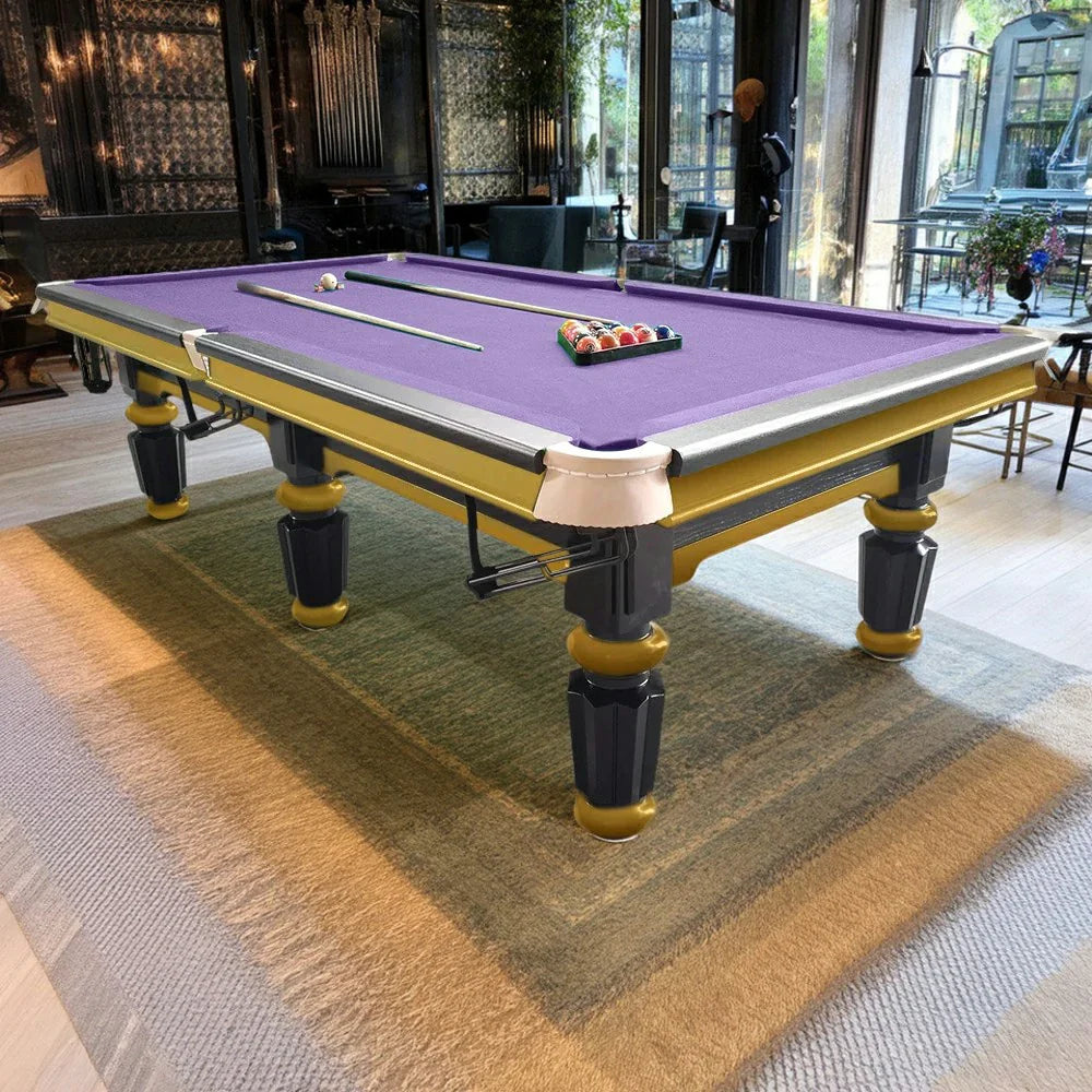 QUESLA 4.5cm with Pool Steel Elegant 9FT Thickness Slate Billiard Snooker Luxury Brass Handrail Table Detailing