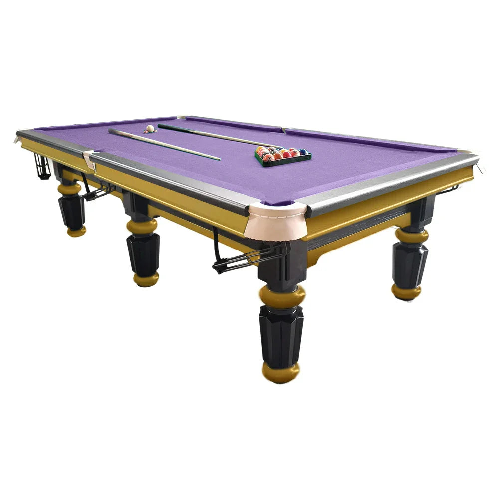 QUESLA 4.5cm with Pool Steel Elegant 9FT Thickness Slate Billiard Snooker Luxury Brass Handrail Table Detailing