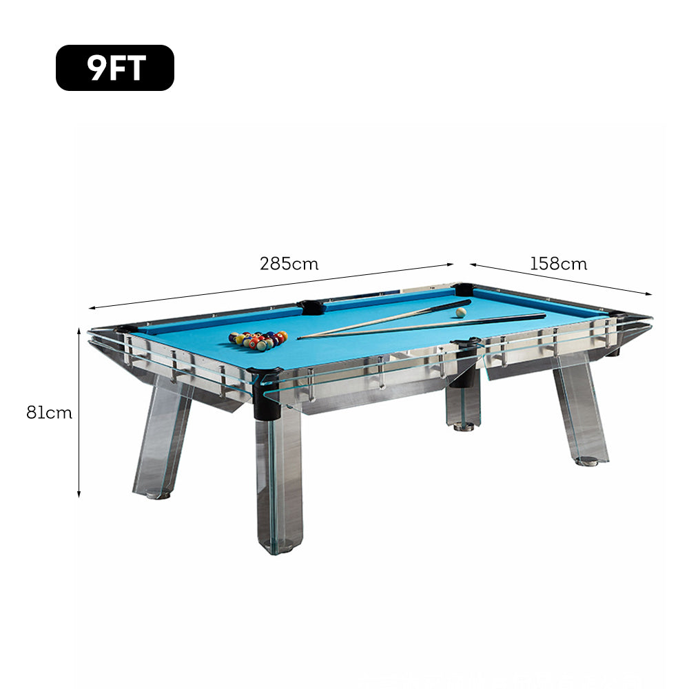 QUESLA L041 Tempered 7/8/9FT Glass Table Top Billiard Marble Transparent Frame