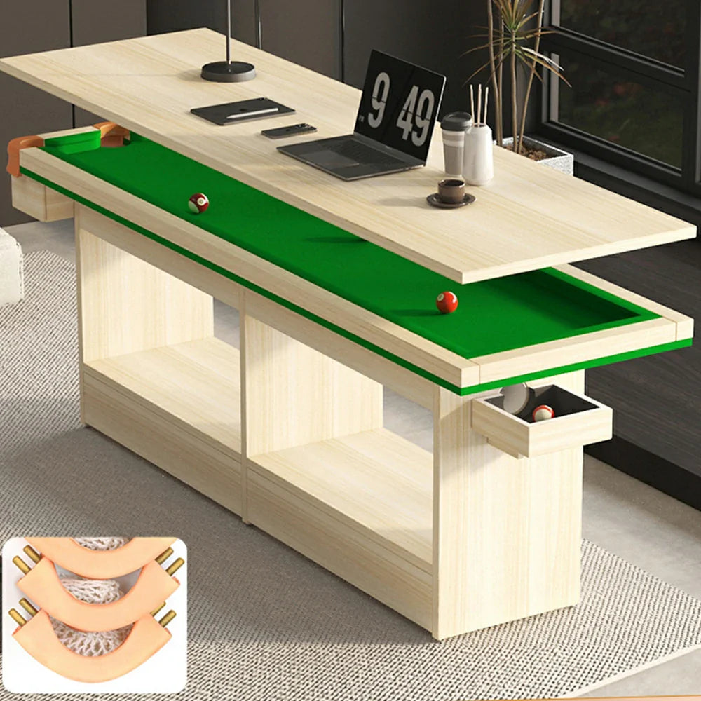 CUETIQ Return MDF 2-IN-1 Billiard Training Table/Dining Table Ball - Pool Table Auto Green