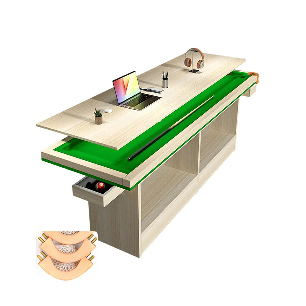 CUETIQ Return MDF 2-IN-1 Billiard Training Table/Dining Table Ball - Pool Table Auto Green