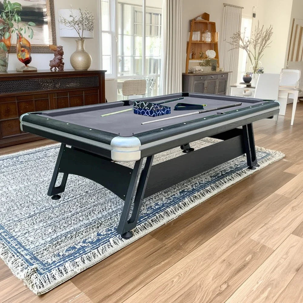 CUETIQ 9FT Table Professional Heavy-Duty - Luxury Frame, Table, Space-Saving Billiards Pool Modern Iron-Leg Design