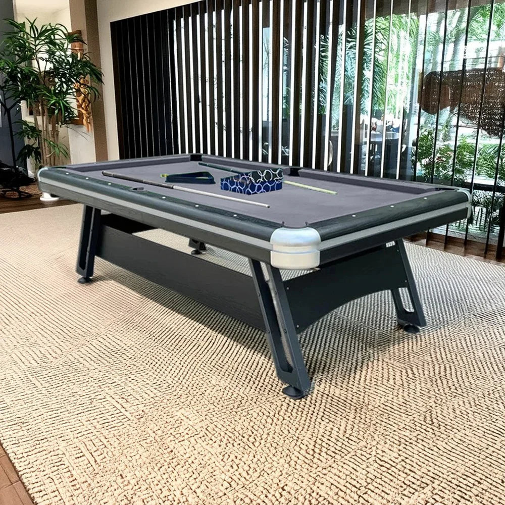 CUETIQ 9FT Table Professional Heavy-Duty - Luxury Frame, Table, Space-Saving Billiards Pool Modern Iron-Leg Design