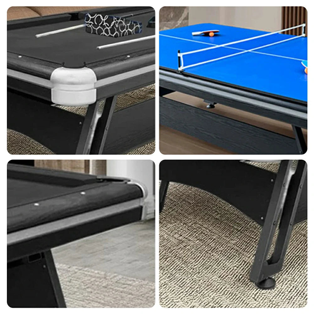 CUETIQ 3-in-1 Office 9FT Modern Billiards, Table Space-Saving, Desk Pool Tennis, Combo Durable, Iron-Leg Table - Design