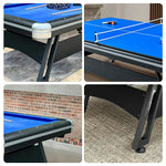 CUETIQ 3-in-1 Office 9FT Modern Billiards, Table Space-Saving, Desk Pool Tennis, Combo Durable, Iron-Leg Table - Design