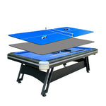 CUETIQ 3-in-1 Office 9FT Modern Billiards, Table Space-Saving, Desk Pool Tennis, Combo Durable, Iron-Leg Table - Design