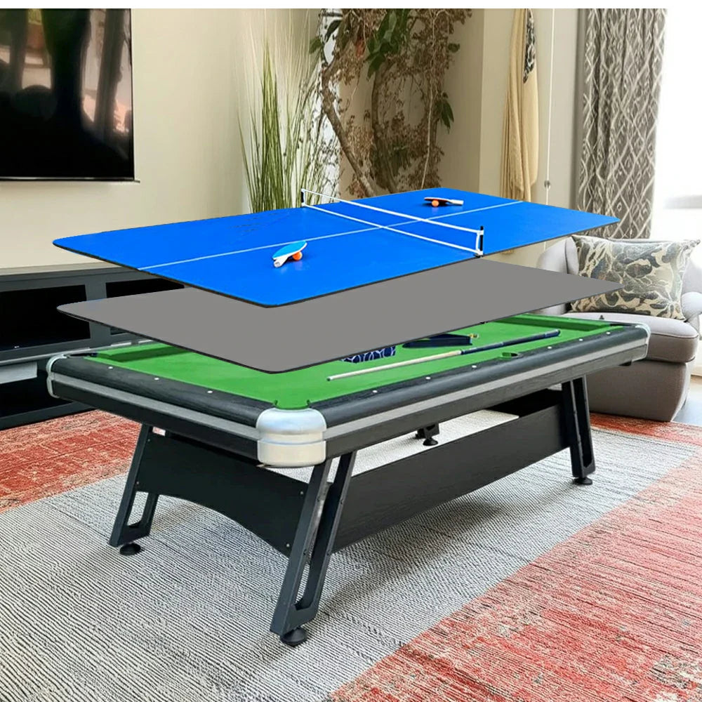 CUETIQ 3-in-1 8FT Billiards, Modern - Space-Saving, - Pool Table Table Combo Durable, Iron-Leg Office Desk Tennis, Design