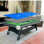 CUETIQ 3-in-1 Space-Saving, - Table Office - Combo Tennis, Durable, Billiards, Modern Table 7FT Iron-Leg Pool Desk Design