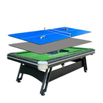 CUETIQ 3-in-1 8FT Billiards, Modern - Space-Saving, - Pool Table Table Combo Durable, Iron-Leg Office Desk Tennis, Design