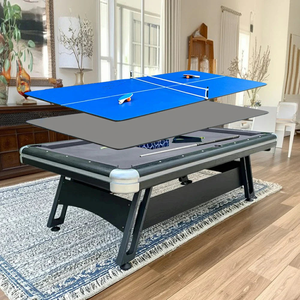 CUETIQ 3-in-1 Office 9FT Modern Billiards, Table Space-Saving, Desk Pool Tennis, Combo Durable, Iron-Leg Table - Design