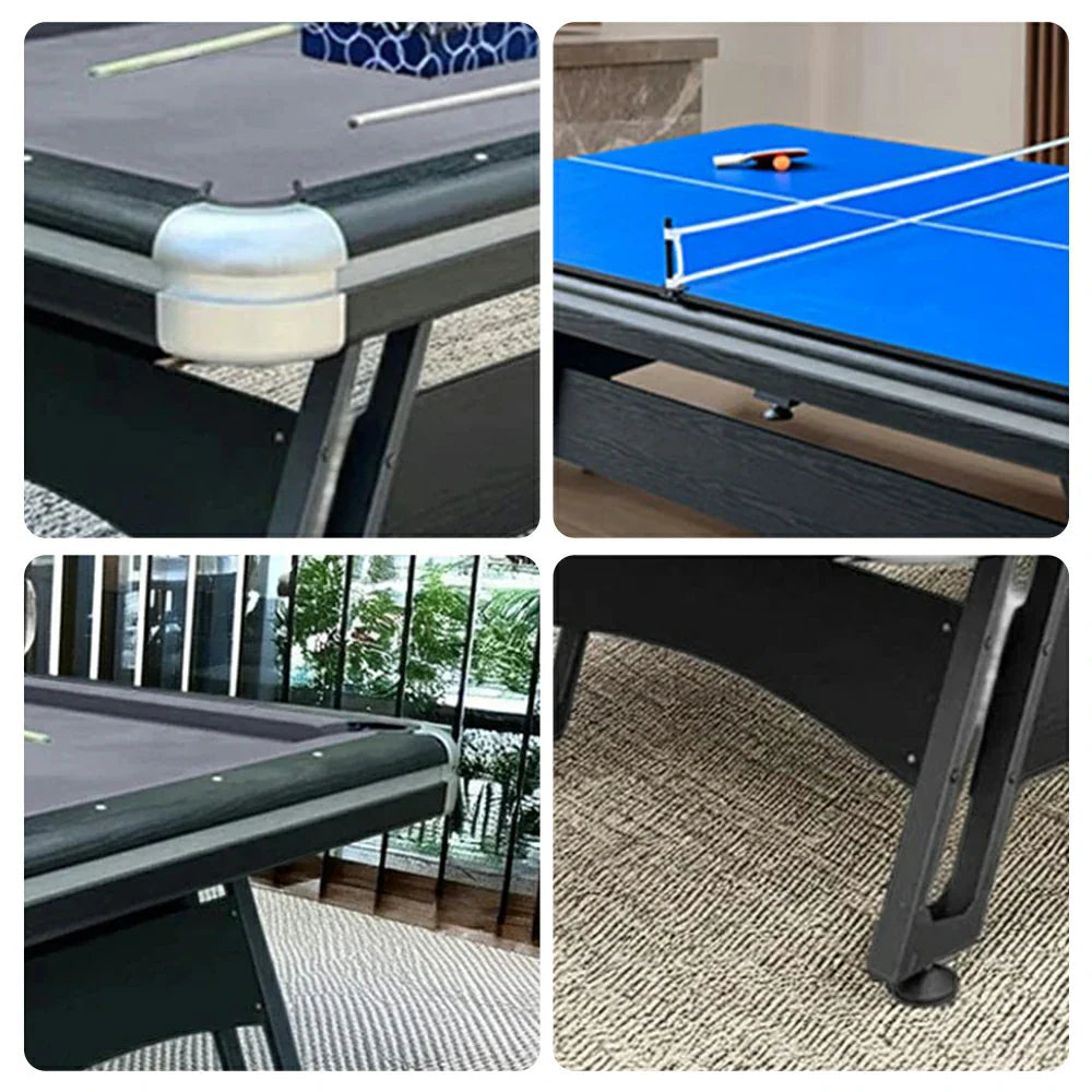 CUETIQ 3-in-1 Office 9FT Modern Billiards, Table Space-Saving, Desk Pool Tennis, Combo Durable, Iron-Leg Table - Design