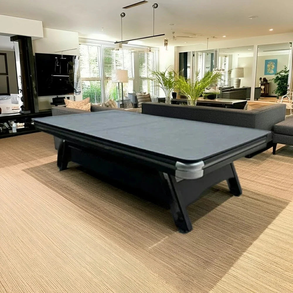 CUETIQ 3-in-1 Office 9FT Modern Billiards, Table Space-Saving, Desk Pool Tennis, Combo Durable, Iron-Leg Table - Design