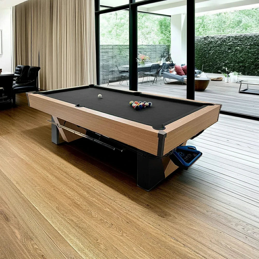 CUETIQ 9FT Professional-Grade Heavy-Duty Automatic Black Pool Marble Modern Table Build, - Ball Return, Luxury Frame, Design